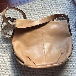 COACH Hobo Bag Tan Camel Leather Buckles Straps Vintage